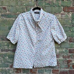 Haberdashery by‎ Personal Blouse Women's Size 14 Vintage Pussybow Floral Retro